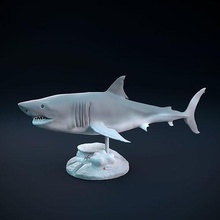 excelente blanco tiburón nadando destinado 3d impresión animal mar marina depredador imprimible oceano escultura estatua miniatura mini pez arte esculturas 3d print model - Mito3D