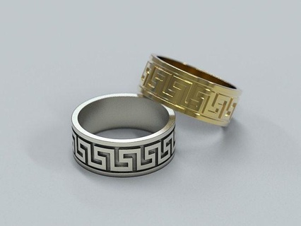 greca banda anillo joyería joya imprimible Versace Boda plata oro Moda accesorios anillos argolla 3d print model - Mito3D
