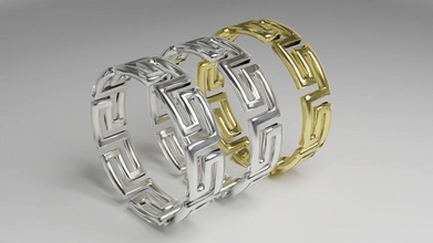 Griechische Kunst-ring - sz 18 20 22 Schmuck metallic Griechisch ring Silber gold sterling Kunst Muster Luxus kostbar bedruckbar ist Juwel Ringe 3d print model - Mito3D