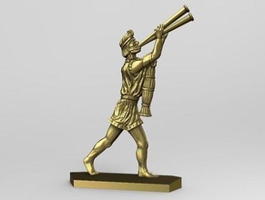 griechisch Junge Flötist Gold Bronze Griechenland Hoplit Kriegsspiel Kunst Antiquität uralt Statue Horn Flöte Verband Jugend Tunika Skulptur Holzbläser Spiele Spielzeuge 3d print model - Mito3D