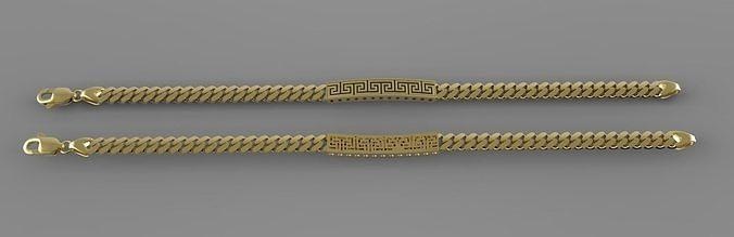griechisch Armband kubanisch Kette Armbänder Kunst Schmuck Verschmelzung Gold Silber 3d print model - Mito3D
