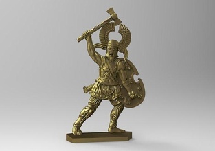 greek hero 1 gold bronze sword greece hoplite shield helmet wargame man art antique armor ancient statue weapon spartan cup bowl axe games toys board 3d print model - Mito3D