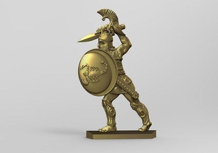 greek hero 2 gold bronze sword greece hoplite shield helmet wargame man art antique armor ancient statue weapon spartan cup bowl spear games toys board 3d print model - Mito3D