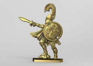 greek hero 4 gold bronze sword greece hoplite shield helmet wargame man art antique armor ancient statue weapon spartan sphinx games toys board 3d print model - Mito3D