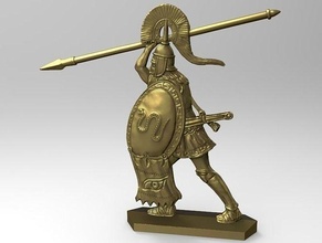 greek hoplite spear 7 gold bronze sword greece shield helmet wargame man art antique armor ancient statue bladed weapon spartan snake games toys board 3d print model - Mito3D