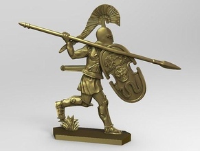 greek hoplite spear 8 gold bronze sword greece shield helmet wargame man art antique armor ancient statue bladed weapon spartan snake lion games toys board 3d print model - Mito3D
