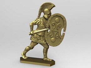 greek hoplite sword 10 gold bronze greece shield helmet wargame man art antique armor ancient statue bladed weapon spartan games toys board 3d print model - Mito3D