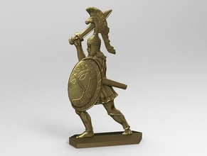 greek hoplite sword 11 gold bronze greece shield helmet wargame man art antique armor ancient statue bladed weapon spartan horse falcata games toys board 3d print model - Mito3D