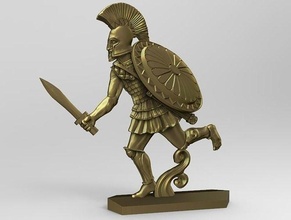 greek hoplite sword 13 gold bronze greece shield helmet wargame man art antique armor ancient statue bladed weapon spartan sculpture games toys board 3d print model - Mito3D