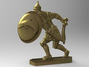 greek hoplite sword 14 gold bronze greece shield helmet wargame man art antique armor ancient statue bladed weapon spartan horse falcata games toys board 3d print model - Mito3D
