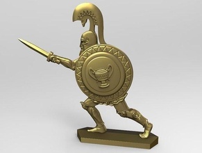 greek hoplite sword 9 gold bronze greece shield helmet wargame man art antique armor ancient statue bladed weapon spartan cup bowl games toys board 3d print model - Mito3D