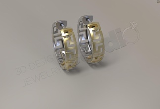greek meander symbol earring 3d model jewel jewellery jewelry gold silver printable earrings rings 3d print model - Mito3D
