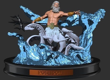 Yunan mitoloji Poseidon trident Yunanistan efsane heykel Sanat deniz fantezi mızrak yakın dövüş Neptün Antik meydan okuma Aquaman Tanrı heykeller 3d print model - Mito3D