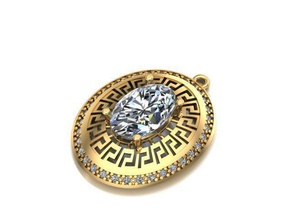 griechisch muster oval halskette schmuck gold silber platin diamant brillant juwel edelstein ring ohrring anhänger armband pandora charme pandoraball 3d druckbar design frauen 3d print model - Mito3D