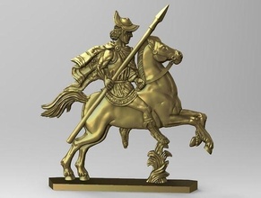 greek rider 2 gold bronze sword greece hoplite helmet a spear wargame human art antique armor ancient statue blade weapon horse games toys board 3d print model - Mito3D