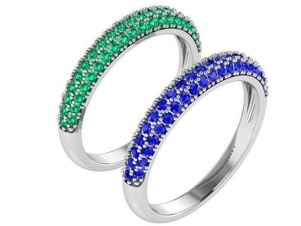 verde blu squillare 2872 3d Stampa modello oro diamante spianare gioielleria argento produzione moda design Fidanzamento gemma stampabile sterlina braccialetto cubano orecchino collana pendente anelli 3d print model - Mito3D