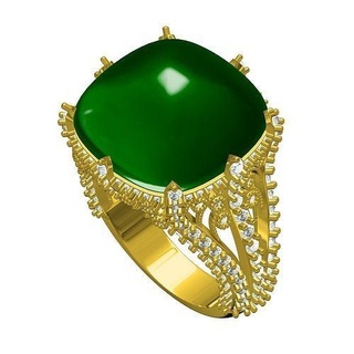 verde cabochão pedra Dividido haste arte deco anel joalheria ouro gema diamante jóia 3d cafajeste Projeto imprimível prata customizar noivado argolas 3d print model - Mito3D