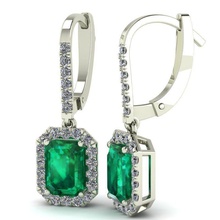 vert émeraude boucles d'oreilles 035-d bijoux 3dprint cad le diamant gem les pierres précieuses or boucle d'oreille platine d'impression pierre d'argent métal des 3d print model - Mito3D
