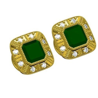 vert émeraude paver Halo boucle d'oreille bijoux diamant bague anneaux imprimable mode bijou argent or engagement 3d goujat conception Personnaliser boucles d'oreilles 3d print model - Mito3D