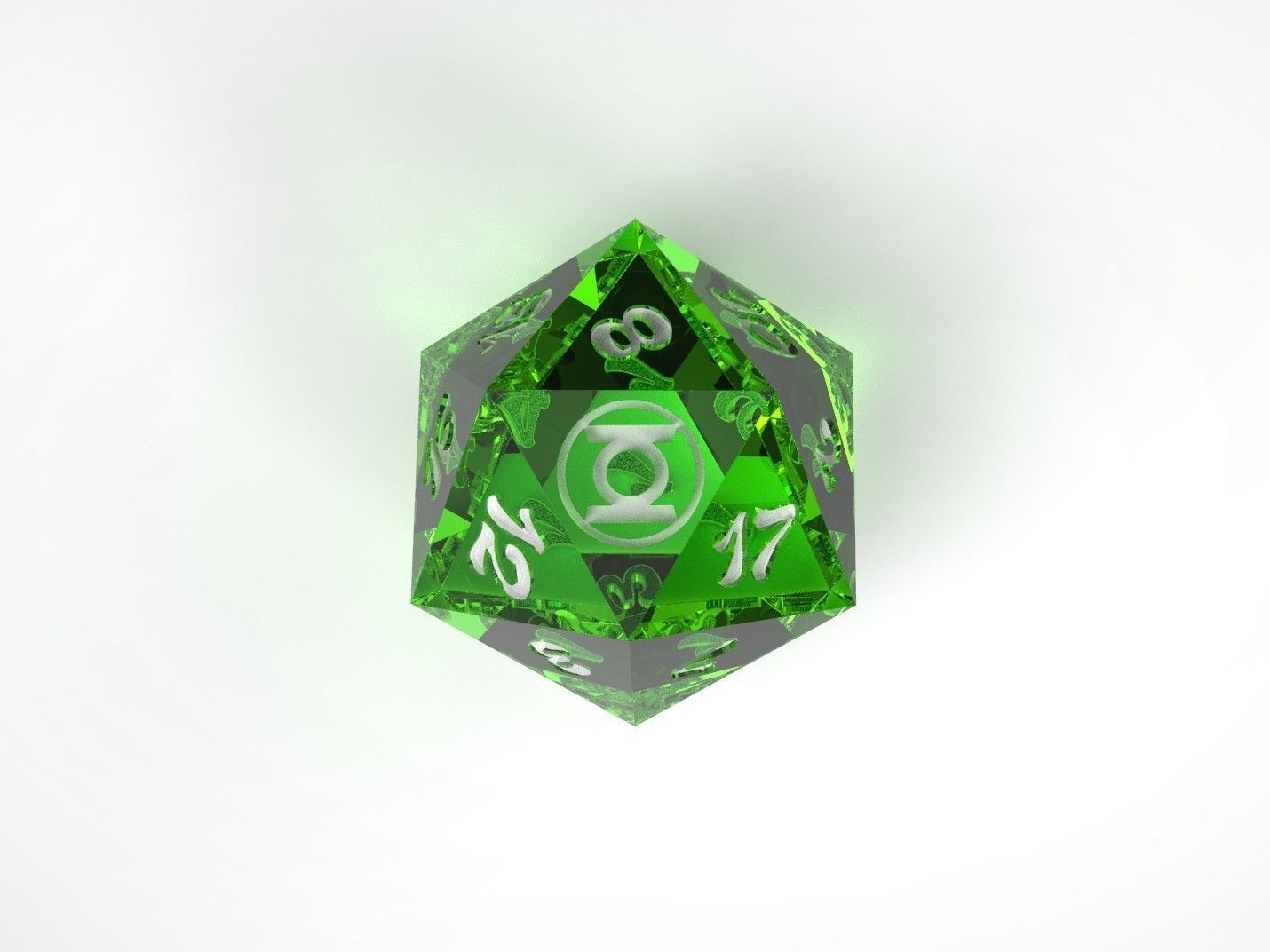 verde linterna d20 juego cubo dnd mazmorras dragones rpg tablero mesa gl hal jordán alan scott simón baz kyle rayner cuerpo cosplay jugando juegos juguetes 3D print model - Mito3D