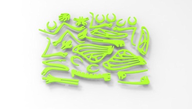 verde mantis quebra-cabeça o louva-a-deus brinquedos a folha grama jardim árvore jogos de 3d print model - Mito3D