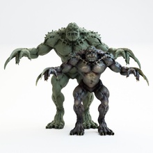 green monster woiverine reptile toy character goblin orc polygonal fangs warrior soldier swords war military person fantasy games toys 3d print model - Mito3D