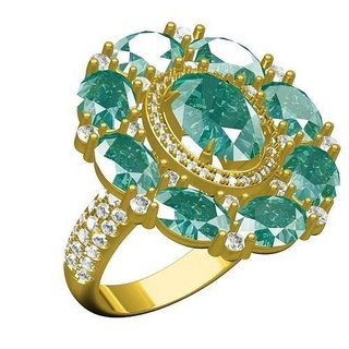 verde oval cortar diamante cóctel anillo joyería joya precioso oro imprimible plata platino 3d canalla diseño personalizar sith Boda anillos 3d print model - Mito3D