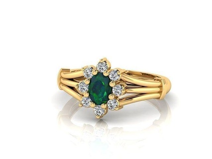 verde oval Roca anillo joyería joya oro brillante diseño compromiso precioso imprimible Moda diamante libra esterlina blanco lujo belleza anillos 3d print model - Mito3D