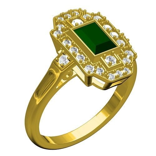 verde cuadrado roca arte deco compromiso anillo joyería joya oro precioso plata platino imprimible 3d canalla diseño personalizar sith diamante anillos 3D print model - Mito3D