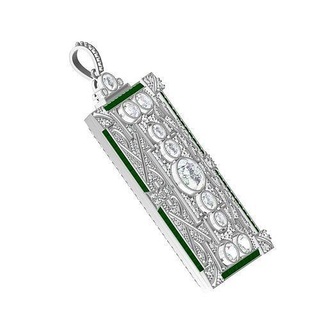 green vintage style filigree pendant jewelry gold silver jewel gem diamond platinum printable 3d cad design sith customize pendants 3d print model - Mito3D