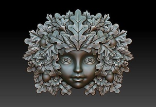 greengirl cnc printing relief decor milling jewelry artcam art carved basrelief object greenman walldecor green woman lady flora girl flower floral pendants 3d print model - Mito3D