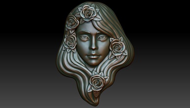 greenlady 2 cnc printing relief milling jewelry artcam art engraving carved basrelief greenman woodworking walldecor green woman lady wooden flora girl rose other 3d print model - Mito3D