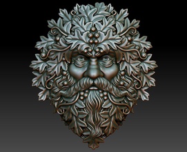greenman 2 art cnc printing relief decor milling jewelry artcam engraving carved basrelief object other woodworking walldecor wooden spirit hawthorn 3d print model - Mito3D