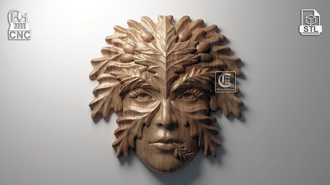 mulher verde 2 stl arquivo cnc dama folha artcam arte esculpido gravação floresta vcarve carveco cavalete estlcam aspirar elétrico relevo esculturas 3D print model - Mito3D