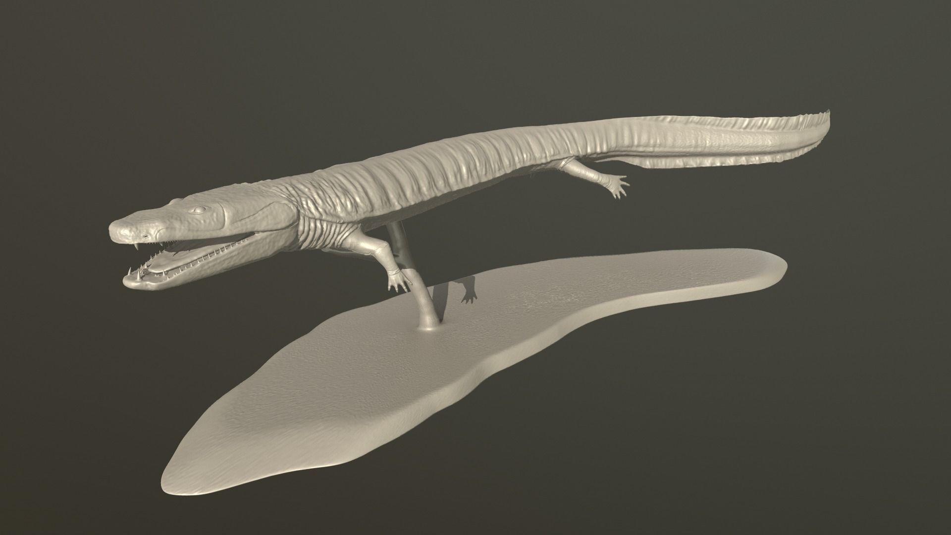 greererpeton lucertola paleoart dinosauro paleontologia pesce arte estinto tirannosauro rex sculture 3D print model - Mito3D