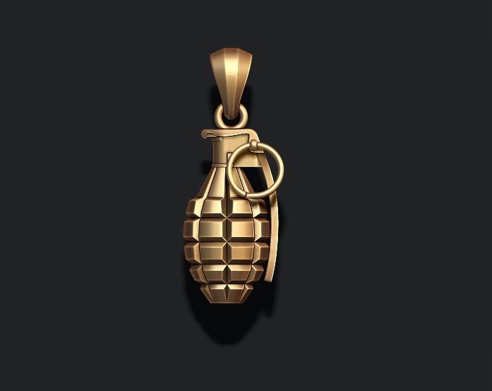 Granate Anhänger Schmuck die Fragmentierung Waffe f1 Krieg Militär Armee Ananas Bombe explosiv explodieren Kampf - Sicherung gefährlich Dynamit gun rap gangsta 3D print model - Mito3D