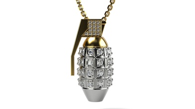 grenade pendentif bijoux or imprimable le platine d'argent la livre sterling pendentifs 3d print model - Mito3D