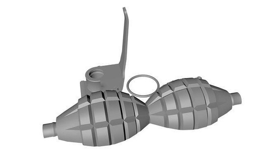 grenade impression guerre bombe isolé arme illustration militaire griffonner art escarmouche armée combat scientifique modèle sculptures 3d print model - Mito3D