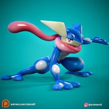 greninja pokemon pokemongo eevee vaporeon casa of drago froakie ranocchio cenere giochi giocattoli 3d print model - Mito3D