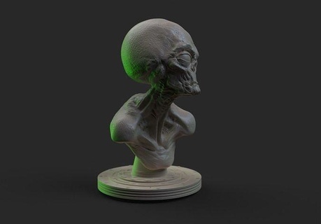 gri yabancı büst uzaylı grisi baş dünya dışı film korku yaratık Uzay karakter terör Ovni ufo bilim fi büyük gözler 3d Yazdır heykel yazdırılabilir Roswell Vesika korkutucu Sanat heykeller 3d print model - Mito3D
