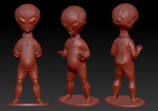 gris extraterrestre figure supporter espace ovni extra terrestre créature roswell soucoupe jeux jouets 3d print model - Mito3D