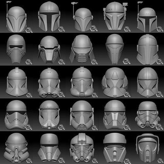 grau Waffenkammer Star Kriege Helme Sammlung Helm tragbar Cosplay sci fi DIY Hobby 3dprint 3d drucken Charakter Soldat Krieg Sterne Mandalorianer 3d print model - Mito3D
