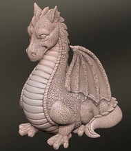 gris ailé dragon jardin figure arts bête reptile fantaisie fictif créature magique personnage chinois serpent statue dinosaure 3d print model - Mito3D