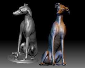 windhund hund 3d druckbar tier kunst körper natur drucker porträt deko statue figur skulpturen 3d print model - Mito3D