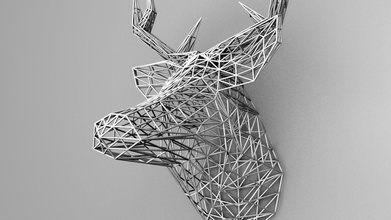 rede veado cabeça animal 3dprint átomo matriz 3dprinting poligonal papel bugiganga branco decoração arte fácil malha polígono 3d print model - Mito3D