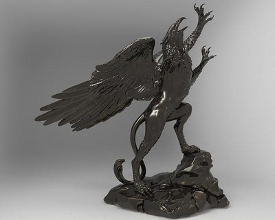 griffin 3d print model bronze sculpture of lion eagle mythology fantasy fictional creature legend magical griphon art statue wing story beast savage chimera terrible dragon character sculptures 3d print model - Mito3D
