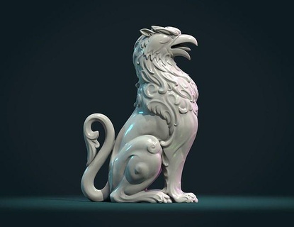 griffon lion statue griffin out door sculpture art creature sculptures 3d print model - Mito3D