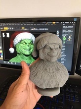 grinch büst noel baba şapka heykel cadılar bayramı sanat kabak deko hediye mutlu noeller antik adam doğum günü kutlama eski canavar fantezi kurgusal yaratık vesika yunan heykeller 3d print model - Mito3D