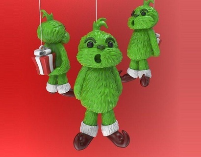 grinch christmas tree ornament xmas art sculptures 3d print model - Mito3D