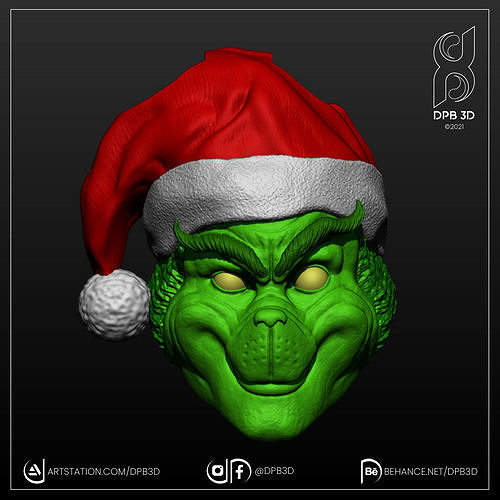 Grinsch Schlüsselbund navidad Hass 3d drucken Eindruck Grün Weihnachten verde dreckig Kunst Skulpturen Schlüssel Dekoration 3D print model - Mito3D